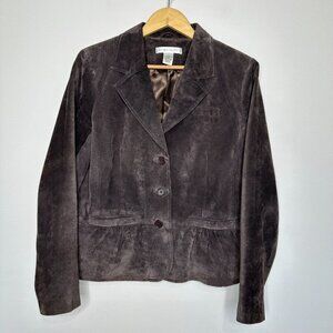 Pursuits ltd Brown Suede Leather Jacket Size L Button up